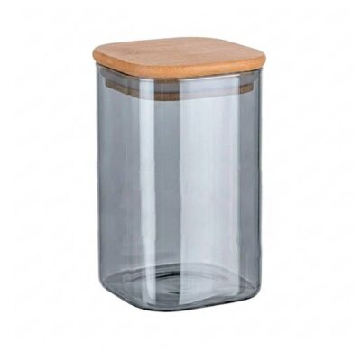 Frasco Vidrio Cuad. Fume T/ Bambu 1300Ml/ 0082-1