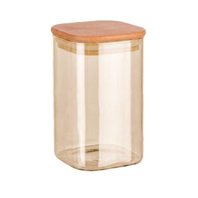 Frasco Vidrio Cuad. Ambar T/ Bambu 1300Ml/ 0082-2