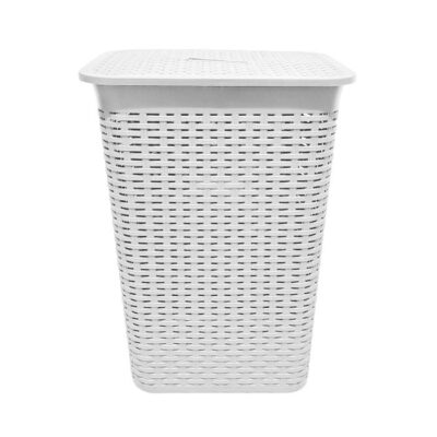Cesto Ropa C/Tapa Simil Ratan Blanco/ 3671-1
