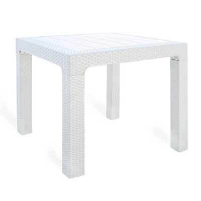 Mesa Alta Simil Ratan 80X80Cm Blanca/ 3765-1