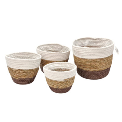 Canasta Simil Mimbre Algodon Set X4/3582