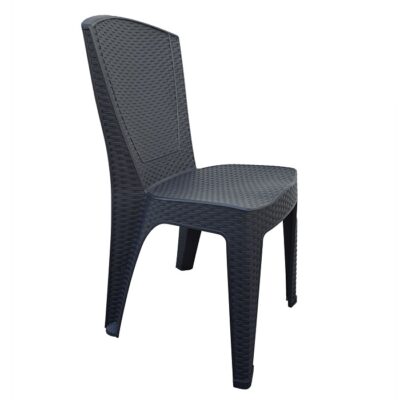Silla Plastica Simil Ratan Negra/3640
