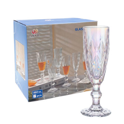 Copa Vidrio Flauta Rombos Tornasolado Pack X6/9431-3