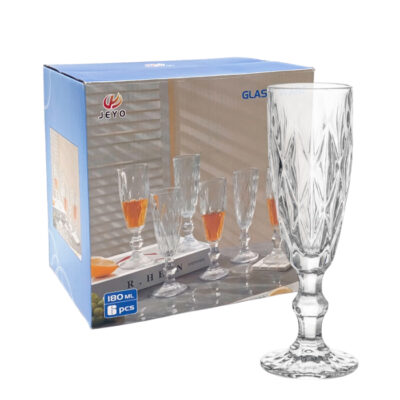 Copa vidrio flauta rombos transparente pack X6/9431