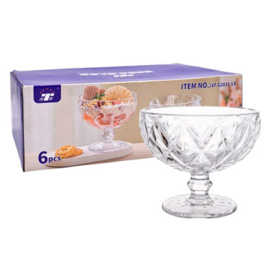 Copa Postre Vidrio Rombos Transp. Pack X6/9866